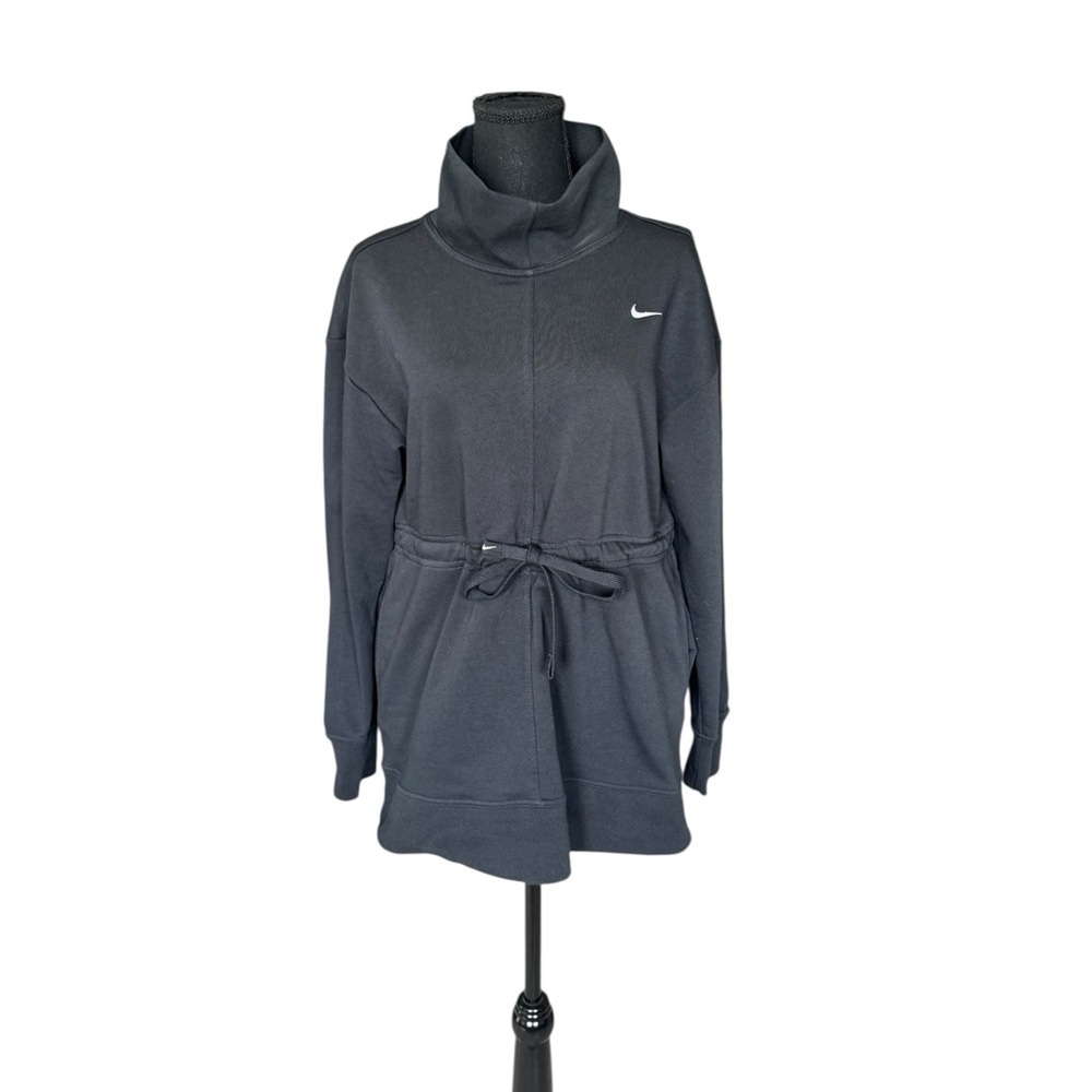 Nike Dri-FIT Black Funnel Neck Sweatshirt Tunic Small Adjustable Waist & Pockets